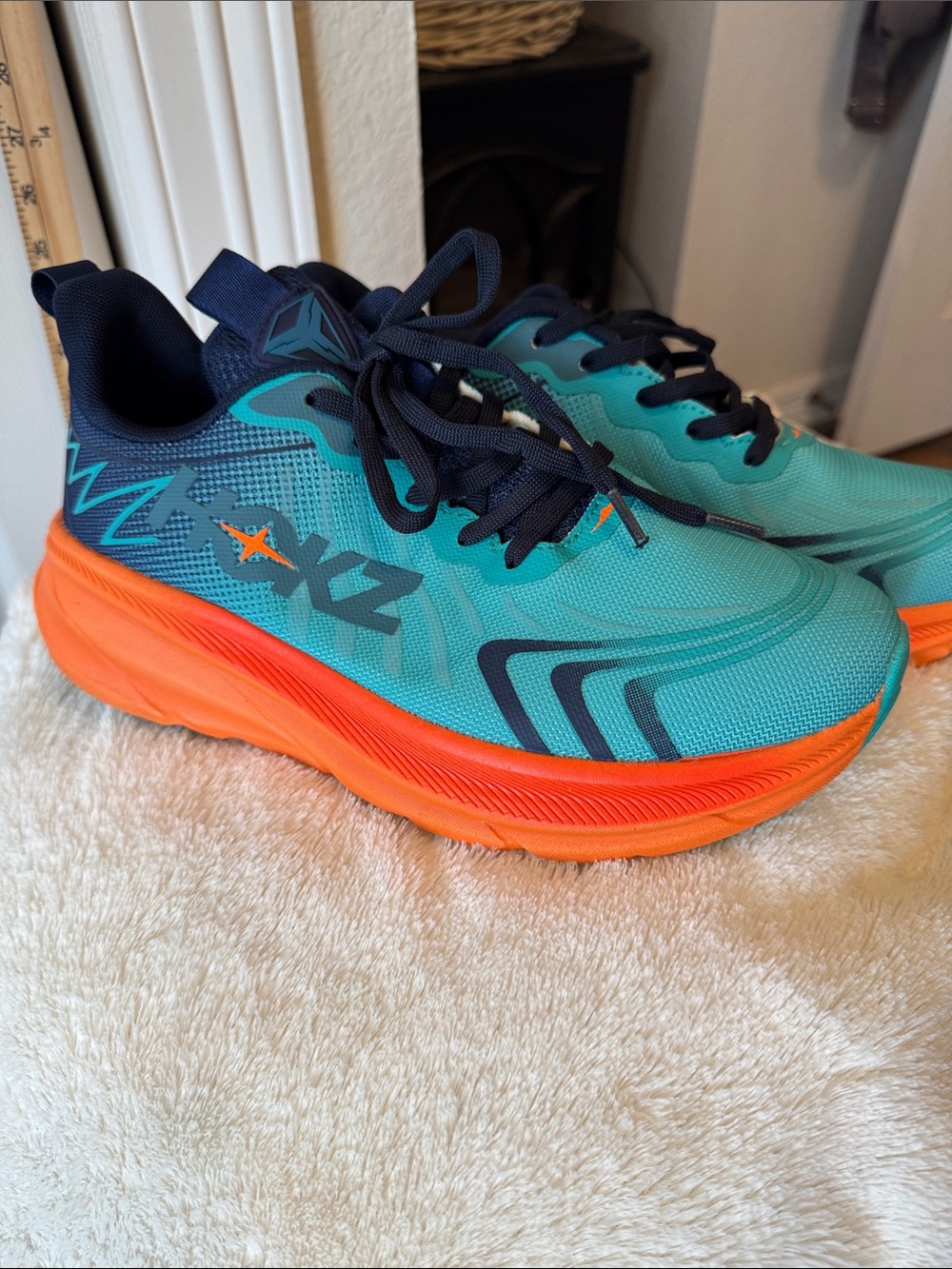 Women’s Athletic Running Shoes in Teal and Orange